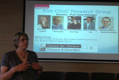 Celia Kitzinger presenting the work of the CDoC Group during her Residency at the Brocher Foundation